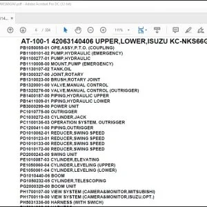 Tadano Crane AT-100-1 42063140406 UPPER,LOWER,ISUZU KC-NKS66GAV Spare Parts Manual - PDF DOWNLOAD