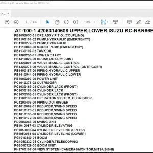 Tadano Crane AT-100-1 42063140608 UPPER,LOWER,ISUZU KC-NKR66EP Parts Catalog Manual - PDF DOWNLOAD