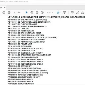 Tadano Crane AT-100-1 42063140701 UPPER,LOWER,ISUZU KC-NKR66EP Parts Catalog Manual - PDF DOWNLOAD
