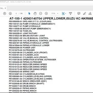 Tadano Crane AT-100-1 42063140704 UPPER,LOWER,ISUZU KC-NKR66EP Parts Catalog Manual - PDF DOWNLOAD