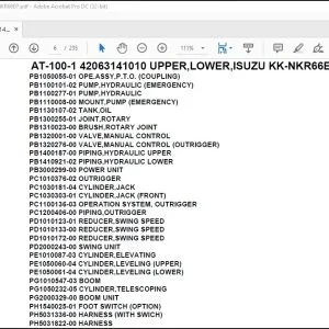 Tadano Crane AT-100-1 42063141010 UPPER,LOWER,ISUZU KK-NKR66EP Parts Catalog Manual - PDF DOWNLOAD