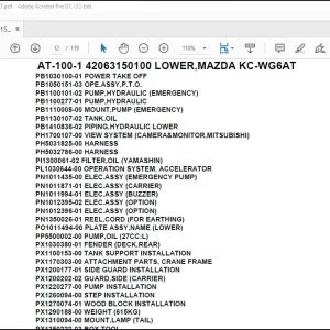 Tadano Crane AT-100-1 42063150100 LOWER,MAZDA KC-WG6AT Spare Parts Catalog Manual - PDF DOWNLOAD