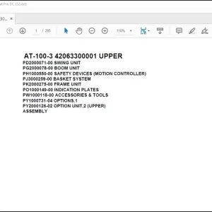 Tadano Crane AT-100-3 42063300001 UPPER Spare Parts Catalog Manual - PDF DOWNLOAD
