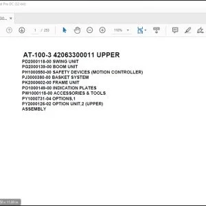 Tadano Crane AT-100-3 42063300011 UPPER Spare Parts Catalog Manual - PDF DOWNLOAD