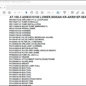 Tadano Crane AT-100-3 42063310100 LOWER,NISSAN KR-AKR81EP-5EXYNB Parts Catalog Manual - PDF DOWNLOAD