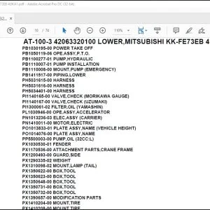 Tadano Crane AT-100-3 42063320100 LOWER,MITSUBISHI KK-FE73EB 4UKA1 Spare Parts Manual - PDF DOWNLOAD