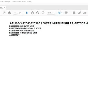 Tadano Crane AT-100-3 42063320300 LOWER,MITSUBISHI PA-FE73DB 4UKA3 Parts  Manual - PDF DOWNLOAD