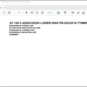 Tadano Crane AT-100-3 42063330200 LOWER,HINO PB-XZU301X-TYMMS6 Spare Parts Manual - PDF DOWNLOAD