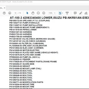 Tadano Crane AT-100-3 42063340400 LOWER,ISUZU PB-NKR81AN-E5EXHY-B Parts Catalog Manual - PDF DOWNLOAD