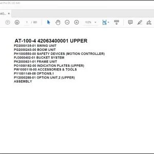 Tadano Crane AT-100-4 42063400001 UPPER Spare Parts Catalog Manual - PDF DOWNLOAD