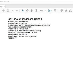 Tadano Crane AT-100-4 42063400002 UPPER Spare Parts Catalog Manual - PDF DOWNLOAD