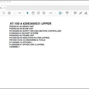 Tadano Crane AT-100-4 42063400031 UPPER Spare Parts Catalog Manual - PDF DOWNLOAD