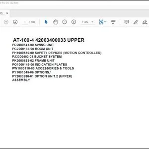 Tadano Crane AT-100-4 42063400033 UPPER Parts Catalog Manual - PDF DOWNLOAD