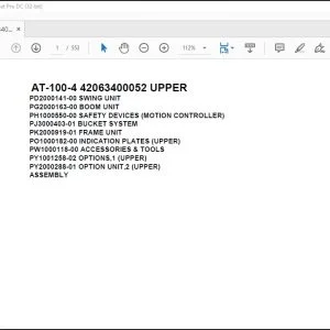 Tadano Crane AT-100-4 42063400052 UPPER Spare Parts Catalog Manual - PDF DOWNLOAD
