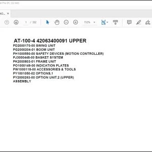Tadano Crane AT-100-4 42063400091 UPPER Spare Parts Catalog Manual - PDF DOWNLOAD