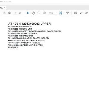 Tadano Crane AT-100-4 42063400093 UPPER Spare Parts Catalog Manual - PDF DOWNLOAD