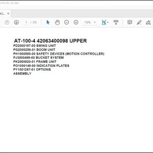 Tadano Crane AT-100-4 42063400098 UPPER Spare Parts Catalog Manual - PDF DOWNLOAD