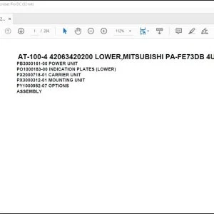 Tadano Crane AT-100-4 42063420200 LOWER,MITSUBISHI PA-FE73DB 4UKA3 Parts Manual - PDF DOWNLOAD