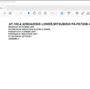 Tadano Crane AT-100-4 42063420500 LOWER,MITSUBISHI PA-FE73DB 4UKA3 Parts Manual - PDF DOWNLOAD