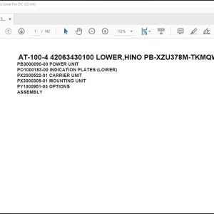 Tadano Crane AT-100-4 42063430100 LOWER,HINO PB-XZU378M-TKMQW3 Parts Manual - PDF DOWNLOAD