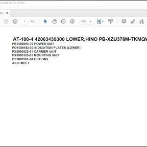 Tadano Crane AT-100-4 42063430300 LOWER,HINO PB-XZU378M-TKMQW3 Parts Manual - PDF DOWNLOAD