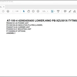 Tadano Crane AT-100-4 42063430400 LOWER,HINO PB-XZU301X-TYTMS6 Parts Manual - PDF DOWNLOAD