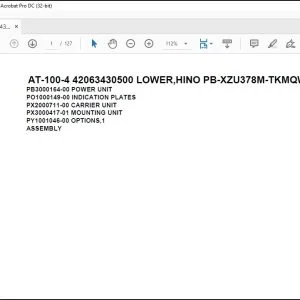 Tadano Crane AT-100-4 42063430500 LOWER,HINO PB-XZU378M-TKMQW3 Parts Manual - PDF DOWNLOAD