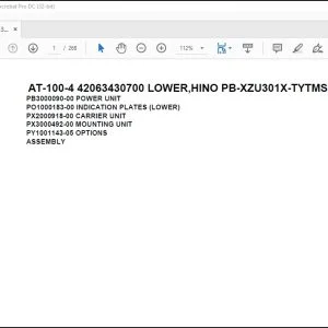 Tadano Crane AT-100-4 42063430700 LOWER,HINO PB-XZU301X-TYTMS6 Parts Manual - PDF DOWNLOAD