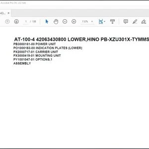 Tadano Crane AT-100-4 42063430800 LOWER,HINO PB-XZU301X-TYMMS6 Parts Manual - PDF DOWNLOAD