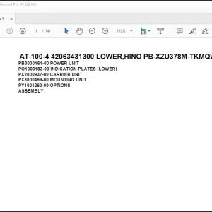 Tadano Crane AT-100-4 42063431300 LOWER HINO PB-XZU378M-TKMQW3 Parts Manual - PDF DOWNLOAD
