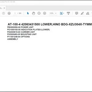Tadano Crane AT-100-4 42063431500 LOWER,HINO BDG-XZU304X-TYMMB6 Parts Manual - PDF DOWNLOAD