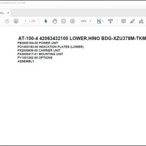 Tadano Crane AT-100-4 42063432100 LOWER HINO BDG-XZU378M-TKMQD3 Parts Manual - PDF DOWNLOAD