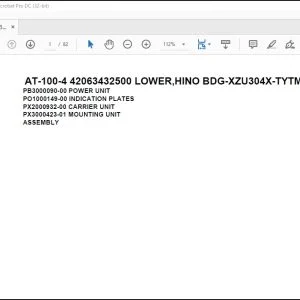 Tadano Crane AT-100-4 42063432500 LOWER,HINO BDG-XZU304X-TYTMB6 Parts Manual - PDF DOWNLOAD