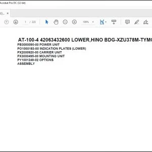 Tadano Crane AT-100-4 42063432600 LOWER,HINO BDG-XZU378M-TYMQD3 Parts Manual - PDF DOWNLOAD