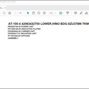 Tadano Crane AT-100-4 42063432700 LOWER HINO BDG-XZU378M-TKMQD3 Parts Manual - PDF DOWNLOAD