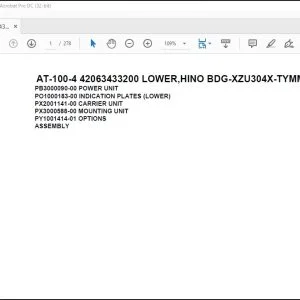 Tadano Crane AT-100-4 42063433200 LOWER,HINO BDG-XZU304X-TYMMB6 Parts Manual - PDF DOWNLOAD