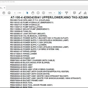 Tadano Crane AT-100-4 42063435041 UPPER/LOWER HINO TKG-XZU600X-TYMMC6 Parts Catalog Manual - PDF DOWNLOAD
