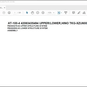 Tadano Crane AT-100-4 42063435494 UPPER LOWER HINO TKG-XZU600X-TYMMC6 Parts Manual - PDF DOWNLOAD