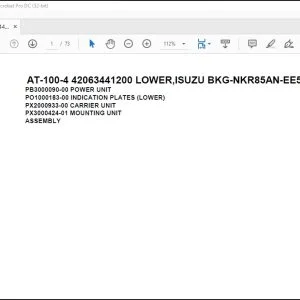 Tadano Crane AT-100-4 42063441200 LOWER,ISUZU BKG-NKR85AN-EE5AHY-M Parts Manual - PDF DOWNLOAD