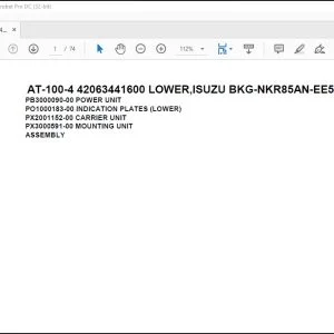 Tadano Crane AT-100-4 42063441600 LOWER,ISUZU BKG-NKR85AN-EE5AHY-M Parts Manual - PDF DOWNLOAD