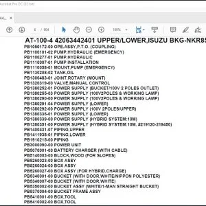 Tadano Crane AT-100-4 42063442401 UPPERLOWER,ISUZU BKG-NKR85AN-EE5AHY-JD Parts Manual - PDF DOWNLOAD