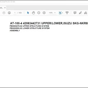 Tadano Crane AT-100-4 42063442731 UPPER/LOWER,ISUZU SKG-NKR85AN-EE5AHY Spare Parts Catalog Manual - PDF DOWNLOAD