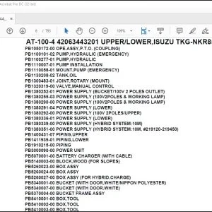 Tadano Crane AT-100-4 42063443201 UPPERLOWER,ISUZU TKG-NKR85AN-EE5AHY-JM Spare Parts Manual - PDF DOWNLOAD