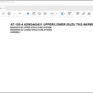 Tadano Crane AT-100-4 42063443431 UPPER/LOWER,ISUZU TKG-NKR85AN-EE5AHY-JM Parts Manual - PDF DOWNLOAD