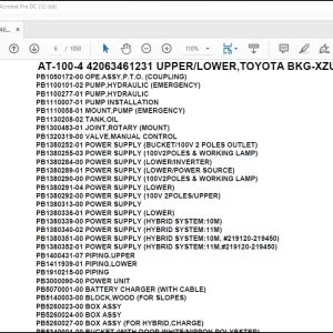 Tadano Crane AT-100-4 42063461231 UPPER LOWER,TOYOTA BKG-XZU304A-TYFMG6 Parts Manual - PDF DOWNLOAD