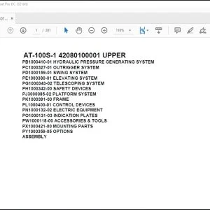Tadano Crane AT-100S-1 42080100001 UPPER Spare Parts Catalog Manual - PDF DOWNLOAD