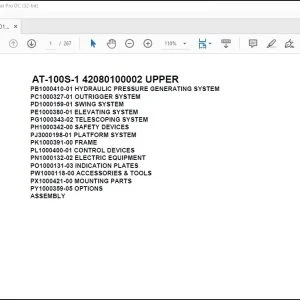 Tadano Crane AT-100S-1 42080100002 UPPER Spare Parts Catalog Manual - PDF DOWNLOAD