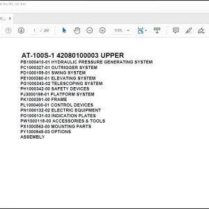 Tadano Crane AT-100S-1 42080100003 UPPER Spare Parts Catalog Manual - PDF DOWNLOAD