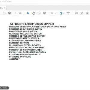 Tadano Crane AT-100S-1 42080100006 UPPER Spare Parts Catalog Manual - PDF DOWNLOAD