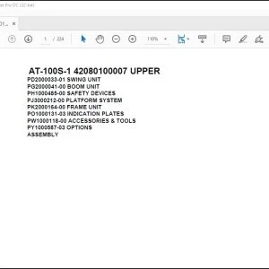 Tadano Crane AT-100S-1 42080100007 UPPER Spare Parts Catalog Manual - PDF DOWNLOAD